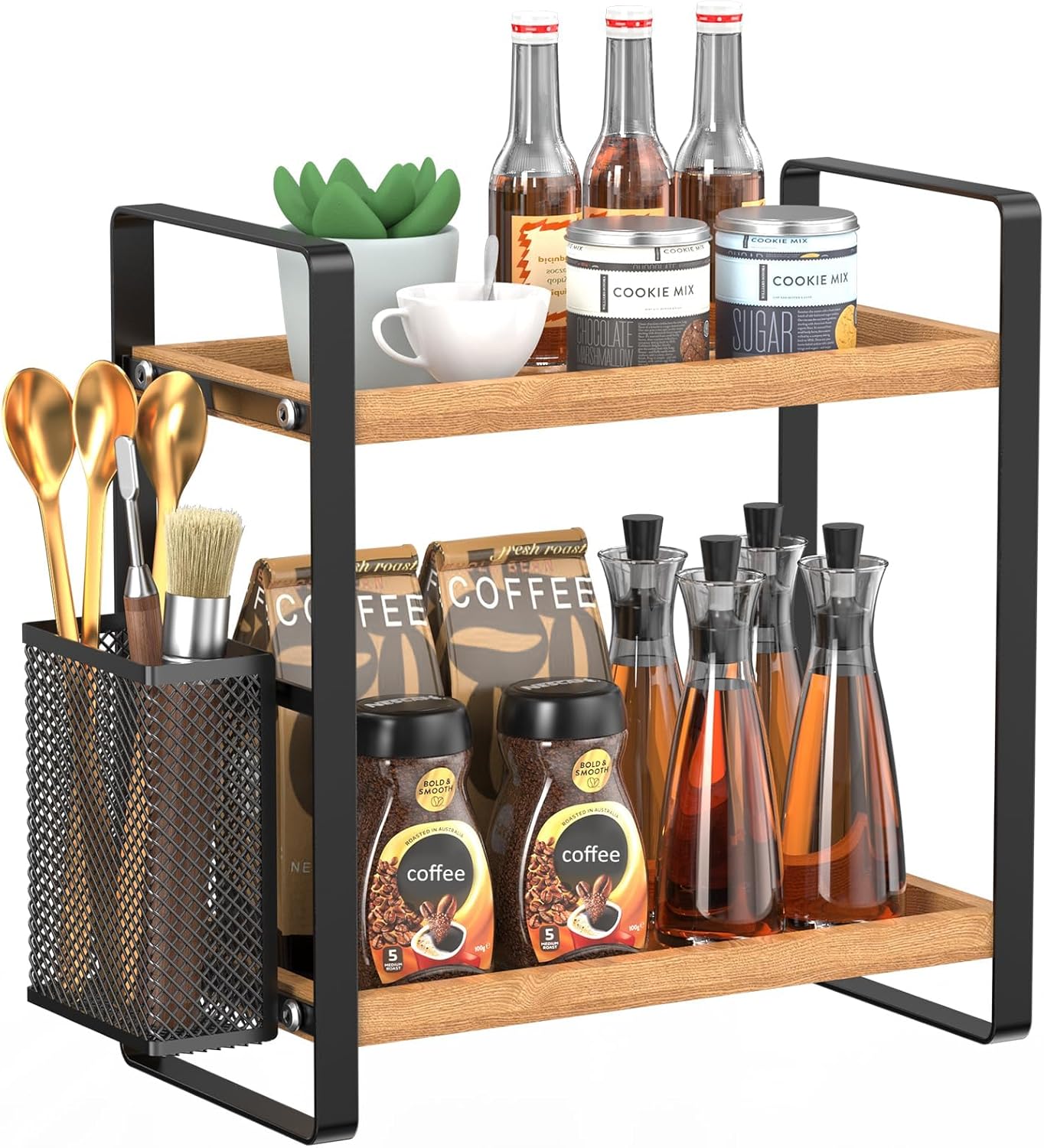 Kaffee-Organizer mit Fächern für Zucker und Zubehör