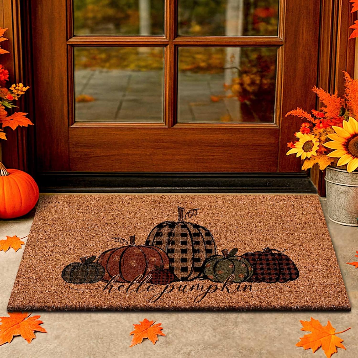 Herbstliche Fußmatte für den Hauseingang